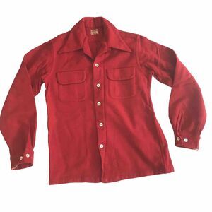 VTG 50s McGregor Red Wool Button Up Shirt Men S Red Flap Pkts Cabincore Outdoor